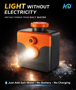 PREP saltwater powered emergency lamp for disaster preparedness