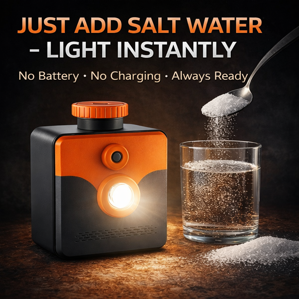 PREP saltwater powered emergency lamp for disaster preparedness